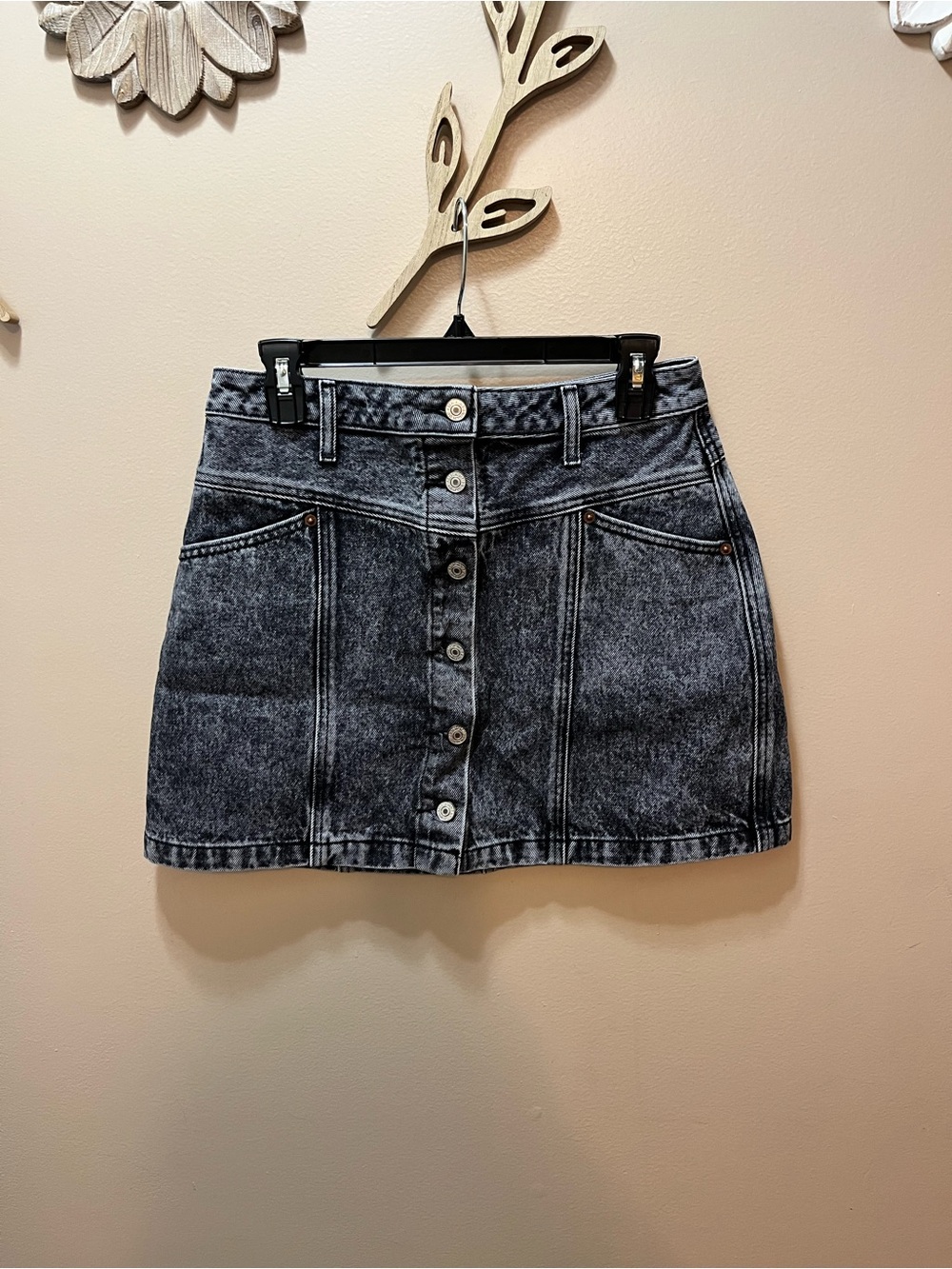Abercrombie and Fitch Black Acid Wash Denim Skirt Size 8